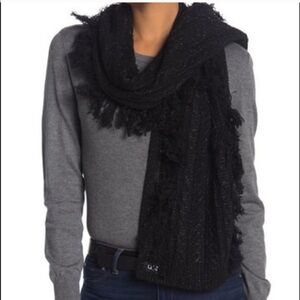 UGG cable knit fringe trim scarf